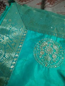 Emerald Green Embroidered Silk Saree