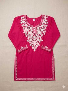 Vibrant Pink Embroidered Kurta