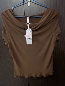 Chic Brown Cowl Neck Top