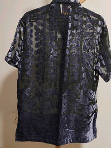 Unique Transparent Velvet Embellished Shirt