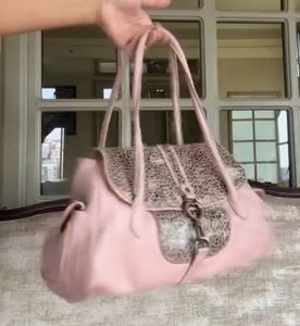Chic Pink Leopard Print Handbag