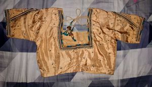 Premium gold Silk Saree aari work Blouse