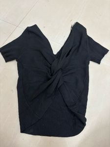 Chic Black Twisted Front Knit Top