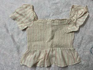 Chic Striped Smocked Peplum Top