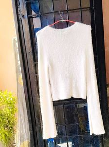 Fluffy White Cropped Sweater top