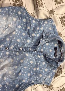 Sleeveless Denim Star Print Shirt