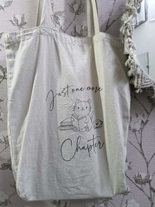 Cute Cat "Just One More Chapter" Tote Bag
