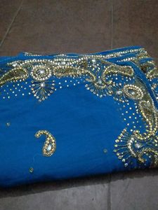 Hand Work Blue Saree no return/no refund /no bad r