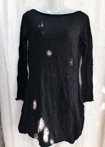 142510. Black Distressed Long Sleeve Top