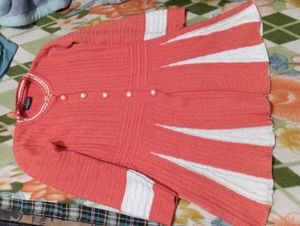 Peach Button-Down Sweater