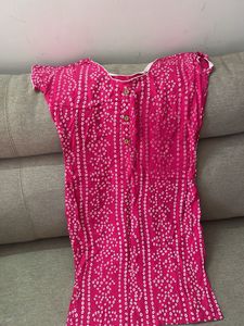 Pink Bandhani Kurta Set with Dupatta