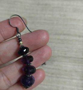 92.5 Amethyst Beaded Dangle Earrings