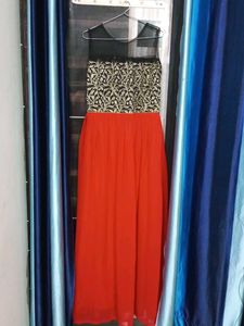 Elegant Red Embroidered Maxi Dress