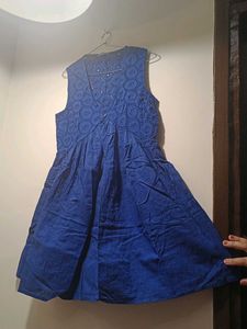 Blue Sleeveless A-Line Dress