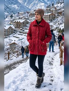 Stylish Maroon Quilted Jacket