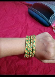 Elegant Green & Gold Bangles