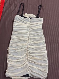 Zara Sheer Corset Ruched Mini Dress