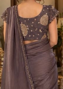 ✨ Dusty Mauve Embellished Saree and blouse