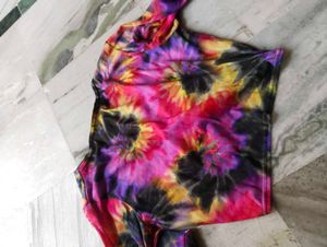 V-Neck Tie-Dye Twist Front Top