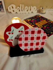 Hand-Painted Cherry & Gingham coaster