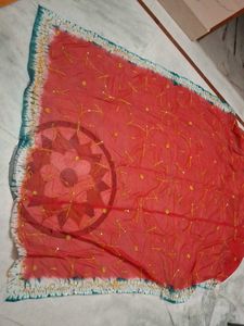 Elegant Red Embroidered odhna