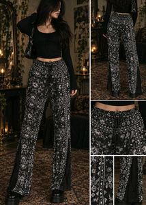 5229. Boho Floral Print Flare Pants