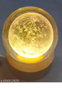 Crystal Ball Lamp with Wooden Base