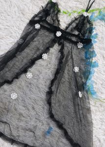 Beautiful Black Net Night Wear