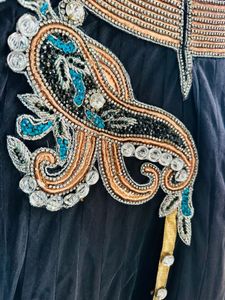 Vintage Black Anarkali Gold Embellishments
