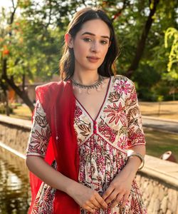 Elegant Floral Kurta Set with Dupatta