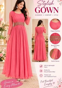 Elegant Pink Gown for Festive Wear