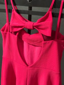 Hot Pink Fit &amp; Flare Bow Dress