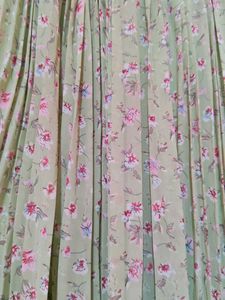 Light Green Floral Pleated Skirt