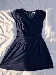 Elegant Navy Blue Wrap Dress