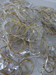 New Elegant Gold Bangles with Pearls &amp; Stones