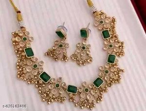 Elegant Green Stone Necklace & Earring Set