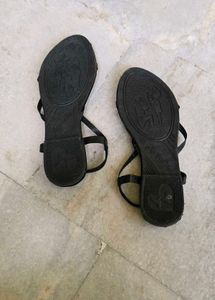 Black Strappy Flat Sandals
