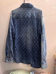 Men's Blue Denim Printed Shirt