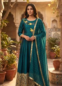 Elegant Green Embroidered Kurta 🌈