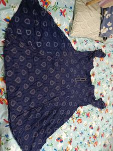 Printed Navy Blue Kurta