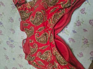 Red Bridal Designer Blouse with Golden Embroidery