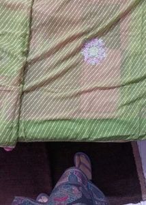 Elegant Pink &amp; Green Embroidered Saree