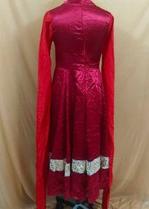 Red Anarkali Gown with Embellishments
