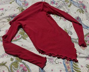 Chic Red Long Sleeve Top
