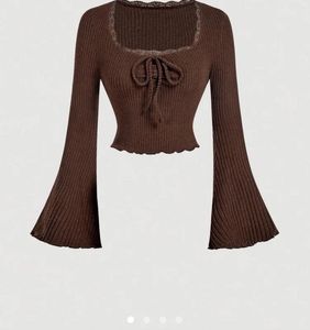 Chic Ribbed Bell Sleeve Crop Top