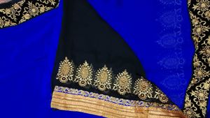 Royal Blue Saree with Gold Embroidery