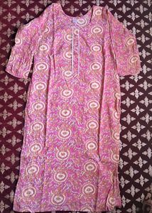 Pink Floral Print Kurta