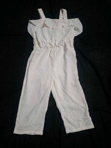 Cute White Ruffle Jumpsuit for Girls
