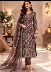 Elegant Brown Kurta Set with Sequins