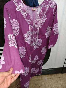 Purple Kurta Set with Zigzag Print